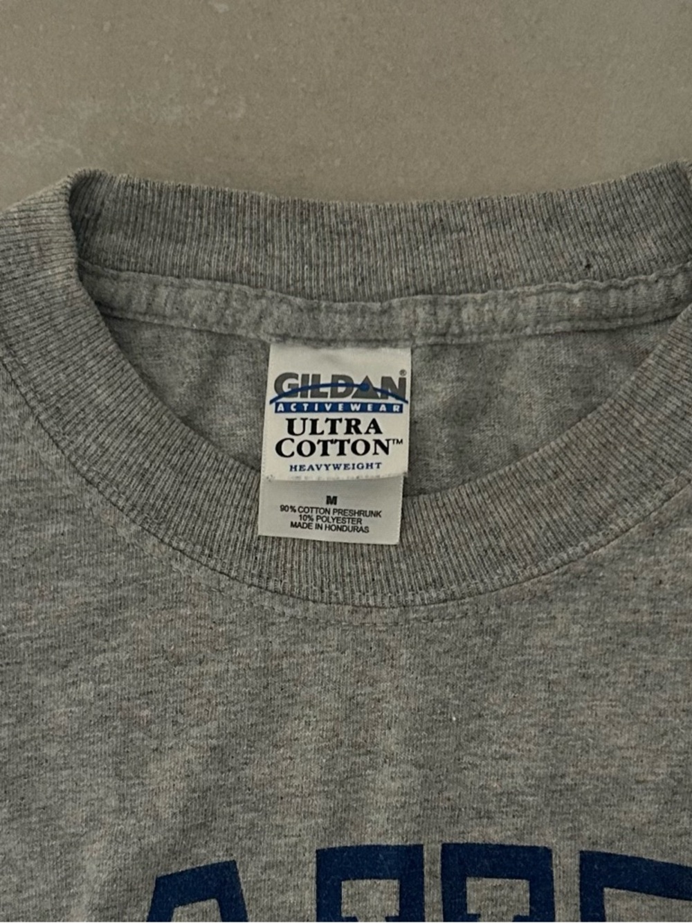 Gildan Gray Crewneck Sweatshirt with Blue Lettering - Picture 2 of 2